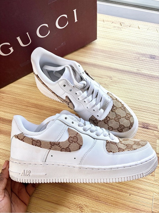 Nike Shoes - Nike Air Force 1 customized w/ a classic brown Gucci GG supreme monogram pattern